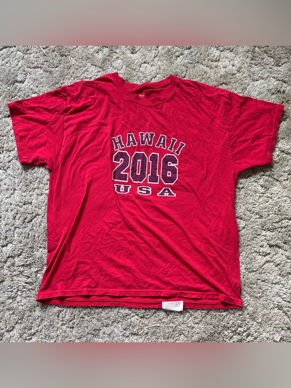 Red 'Hawaii 2016 USA' Graphic T-Shirt